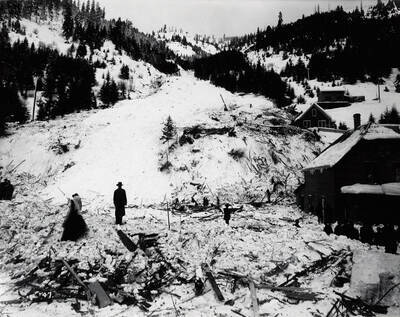 Image shows some of the destruction from the snow slide of February 28, 1910.