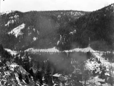 Taken from above town- shows school and portion of residential area