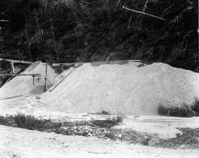 Pile of dirt from Big Creek Mining Company outside Wallace, Idaho 1920.