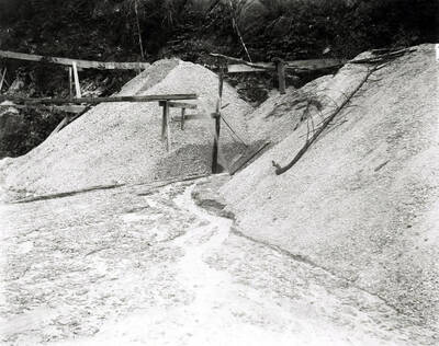 Pile of dirt from Big Creek Mining Company outside Wallace, Idaho 1920.