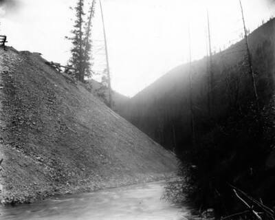 Pile of dirt from Big Creek Mining Company outside Wallace, Idaho 1920.