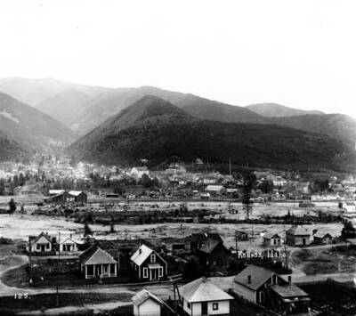 View of Kellogg looking towards Wardner. Haystack Peak can be seen in the background.