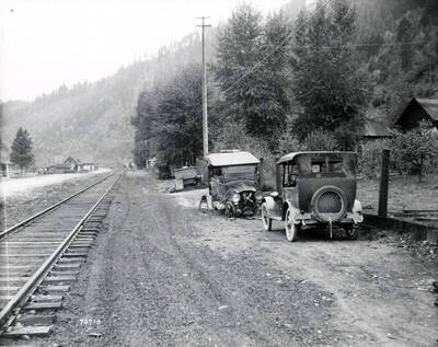 Image shows an automobile in disrepair. Note on back: H.E. Davis, auto accident