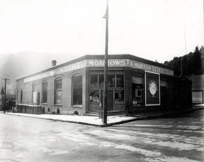 Exterior view of the Morrow Retail Store in Mullan, Idaho, 1925.