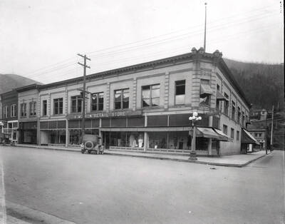 Exterior view of the Morrow Retail Store in Wallace, Idaho, 1925.