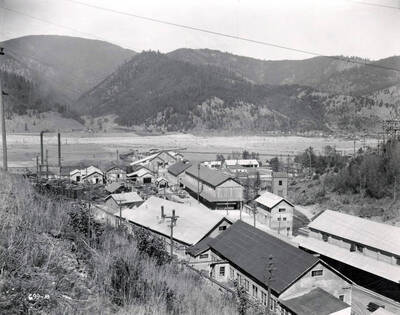 Bunker Hill and Sullivan Mill Aug. 6, 1924, a barren landscape from logging is in the background of image.