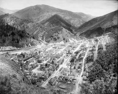 Looking down on to the town from the East