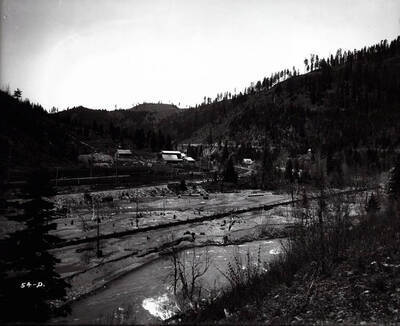 A distant view of the Coeur d'Alene Powder Co., in Wallace, Idaho.