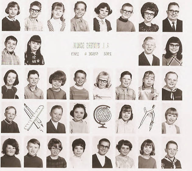 Class composite photographs from A. J. Winters Elementary School, Montpelier, Idaho  Row 1:  Lynda Eborn, Jimmy Nash, Janet Keetch, Scott Daines, Jerri Johnson, Randy Woolstenhulme, LaRae Kunz, Mr. Lewis Teuscher  Row 2:  Bart Phelps, Sheri Skinner, Danny Jacobson, Lorraine Martinez  Row 3:  Debbie Lewis, Evan Lewis, Arline Galloway, Stephen Flack, Brenda Stewart, Eddy Thompson, Robin Smith, Nils Hart   Row 4:  Glen Whitaker, Guy Perkins, Debra Pugmire, Annette Lloyd, Lori Peterson  Row 5:  Debra Wilcox, Robert McLain, Clara Smith, Cindy Long, Brad Hulme, Keri Wilkes, Doreen Sparks, Don Van Darlin