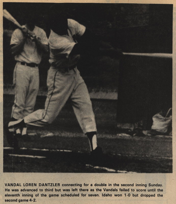 Image and caption from the Argonaut regarding Loren Dantzler, a member of the UI Vandals baseball team. 