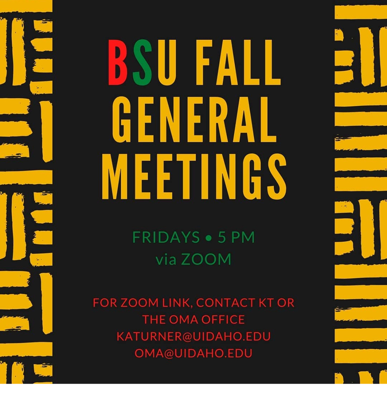 BSU Fall General Meetings announcement. 