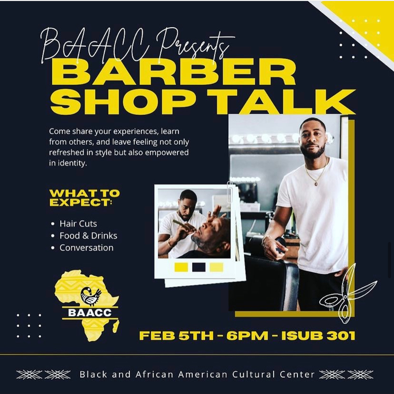 Post advertising Barber Shop Talk. 