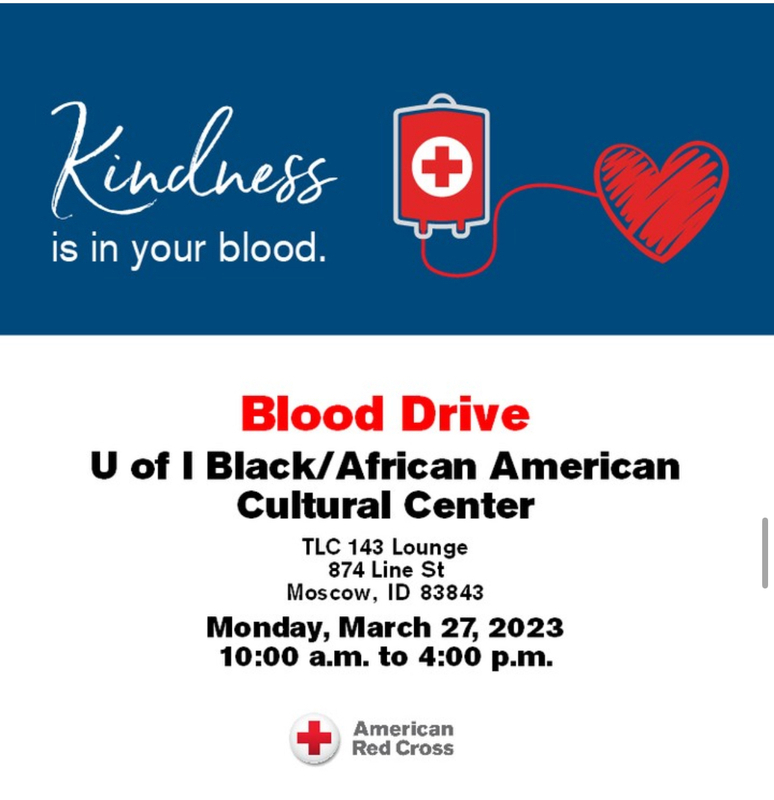 Post for the U of I Black/African American Cultural Center Blood Drive on March 27, 2023.