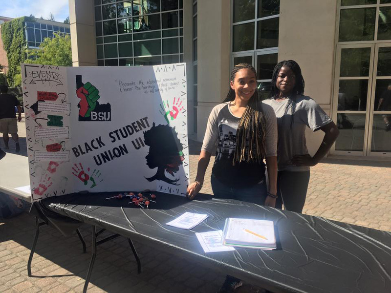 Black Student Union (BSU) students tabling at the Get Involved Fair.