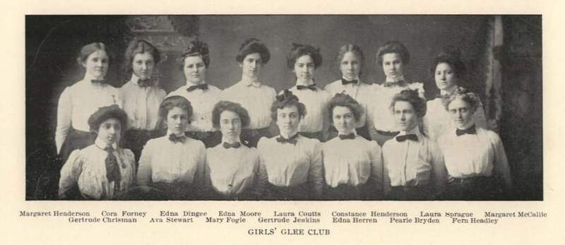 Portrait of University of Idaho students who were members of the Girls Glee Club.