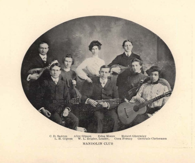 Portrait of University of Idaho students who were members of the Mandolin Club.