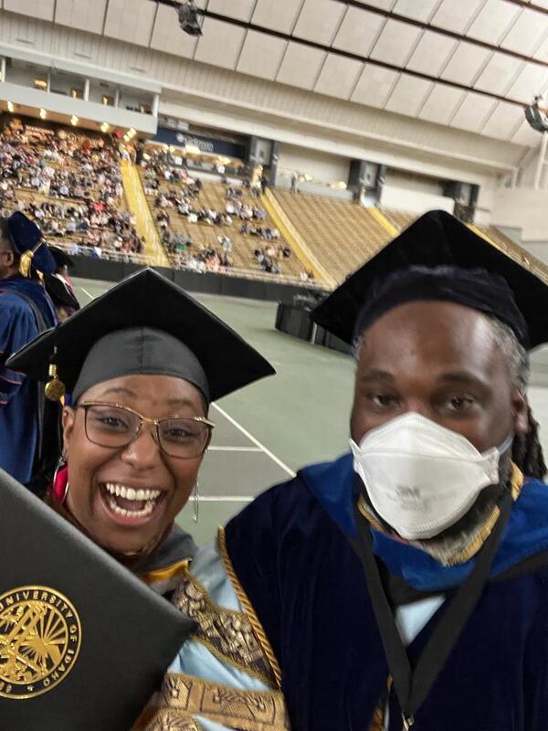 KT Turner and Dr. Sydney Freeman Jr. during 2022 spring graduation.