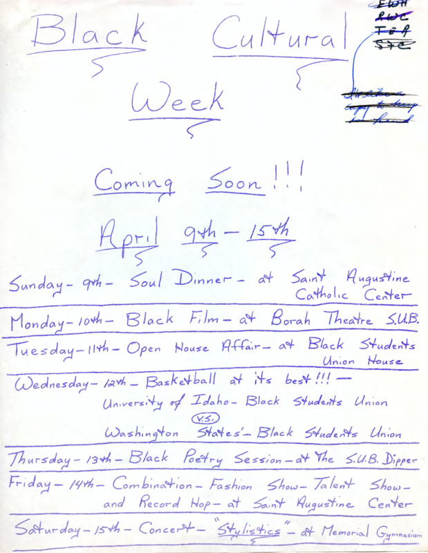 Handmade Black Cultural Week Flyer with events listed