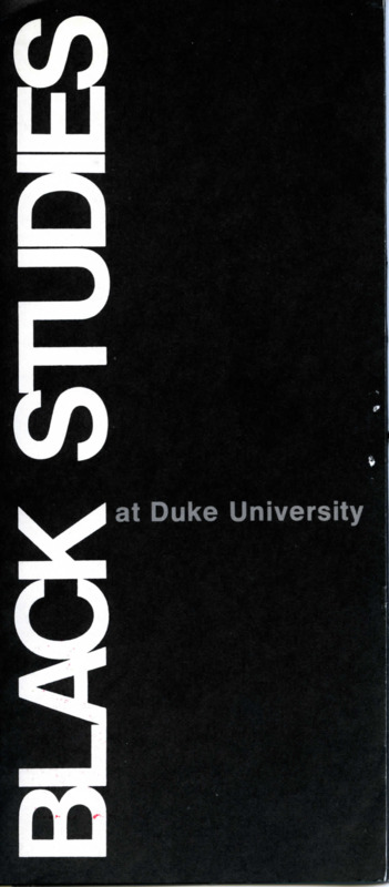 Pamphlet discussing Black Studies Course program at Duke University.