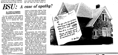 Then in 1973, a freezing winter took it's tole on BSU's cultural center. After frozen pipes did considerable damage to the BSU house, it closed indefinitely. Instead of making plans to renovate, the university chose to demolish the building and others along Deakin Avenue.