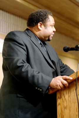 Dr Mark Edwards, the first University of Idaho Chief Diversity Officer, speaking at a National Society of Black Engineers (NSBE) event.