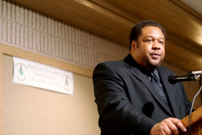 Dr Mark Edwards, the first University of Idaho Chief Diversity Officer, speaking at a National Society of Black Engineers (NSBE) event.