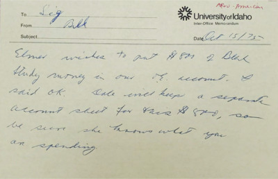 Memorandum to Siegfried B. Rolland addressing $800 allocation of funds.