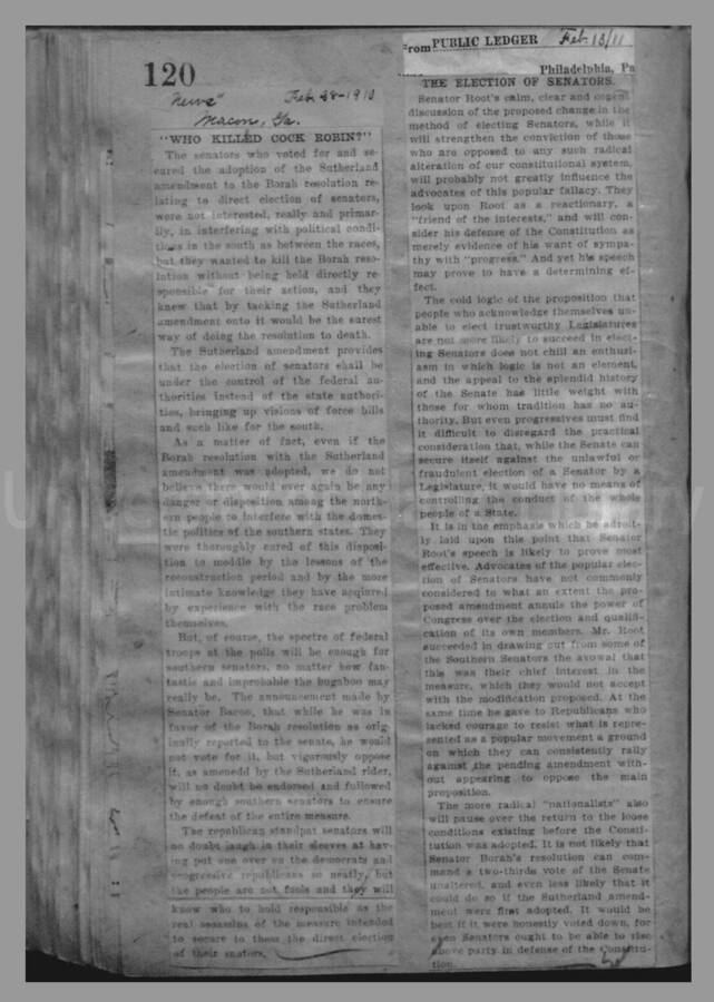 Politics - Direct Election of Senators, 1910-1913 Page 119