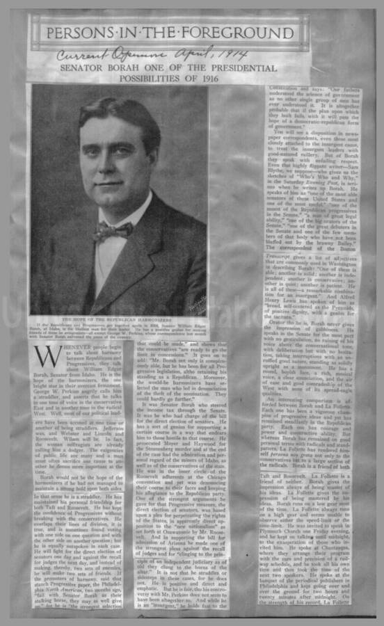 Politics - Speculation on Borah for President 1912-1916 Page 53