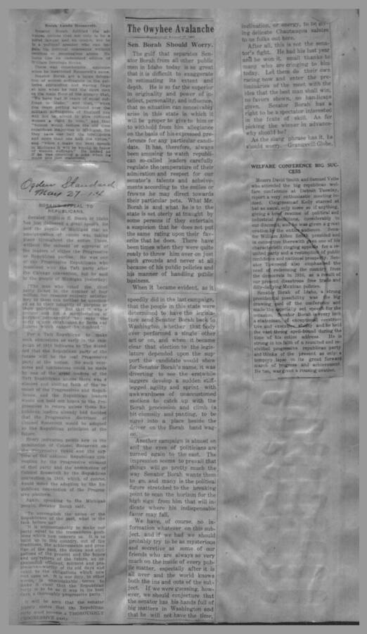 Politics - Speculation on Borah for President 1912-1916 Page 59