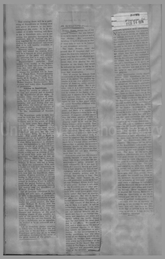 Politics - Speculation on Borah for President 1912-1916 Page 72