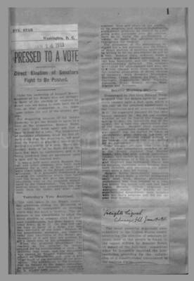 Politics - Direct Election of Senators, 1910-1913 Page 1