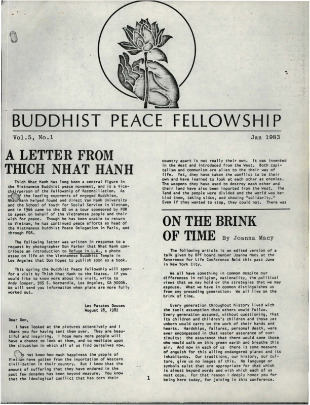 Buddhist Peace Fellowship, vol. 5, no. 1, Jan 1983