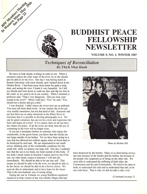 Buddhist Peace Fellowship Newsletter, vol. 9, no. 1, Winter 1987