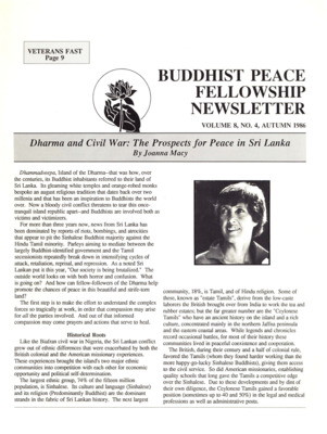 Buddhist Peace Fellowship Newsletter, vol. 8, no. 4, Autumn 1986
