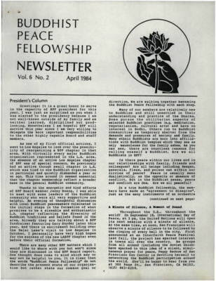 Buddhist Peace Fellowship Newsletter, vol. 6, no. 2, April 1984