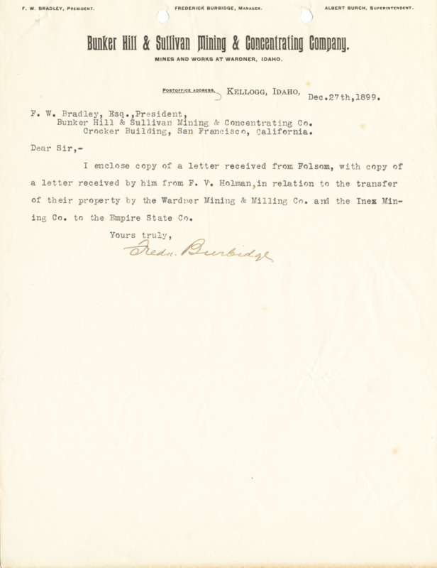 Burbidge informs Bradley of two enclosed letters.