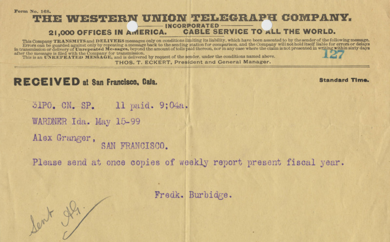 Burbidge requests copies of weekly reports.