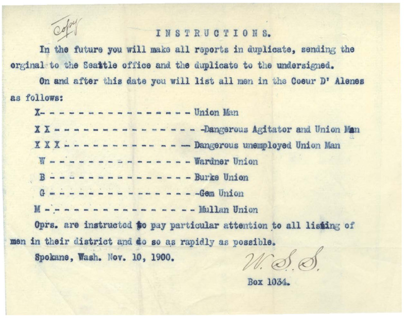 Instructions for operatives on how to list Union men.