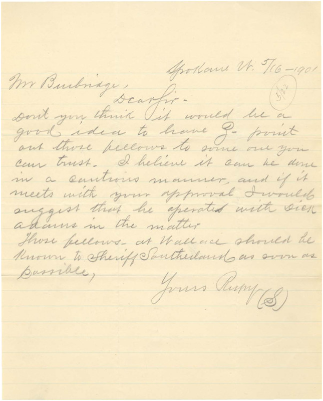 Swain asks Burbidge if the operative should point out some fellows; handwritten.