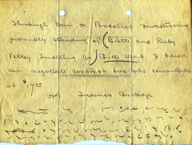Possibly decoding a recent telegram; handwritten, with a note in shorthand at the bottom.