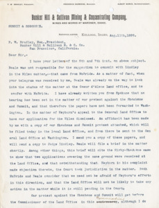 Burbidge discusses legal matters dealing with the Summit and Shoshone [Mines?] as well as other mining claims; 3 pages.