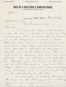 Burbidge reports on the Tyler mine and adjacent Companies; 3 pages, handwritten.