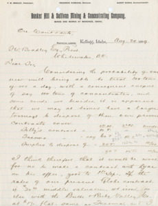 Burbidge advises on ore contracts; 2 pages, handwritten.