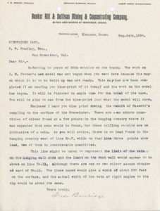 Burbidge informs Bradley of a model being built to show possible locations of lead and silver for the Stemwinder Case.