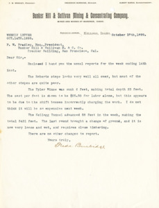 Weekly Letter:  reports recapping the weekly progress at the mine and mill.