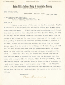 Burbidge reports to Bradley further developments of the Reed Tunnel Water case.