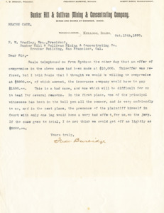 Burbidge informs Bradley of a conversation he had with a Mr. Beale about a settlement in the Beaton Case.