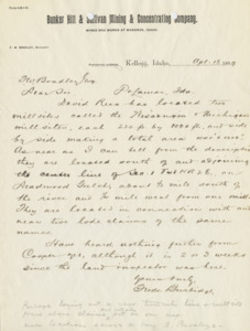 Burbidge describes two mill sites; handwritten.