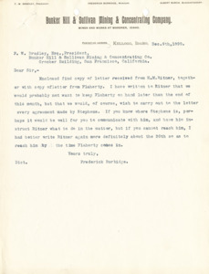Burbidge informs to Bradley of correspondence with a H.M. Ritner and a Mr. Stephens regarding the employment of one Flaherty.